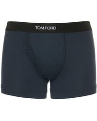 Tom Ford Boxer Aus Stretch-baumwolle Mit Logo - Blau