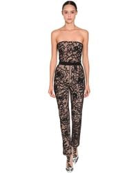 Moschino Embroidered Sheer Tulle Jumpsuit - Black