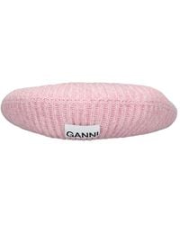Ganni - Strukturierte Baskenmütze Aus Wollmischgewebe - Lyst