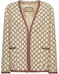 Gucci - Maxi gg Canvas Wool Blend Tweed Jacket - Lyst