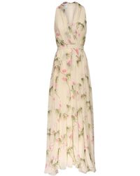 Giambattista Valli - Floral Print Silk Georgette Long Dress - Lyst
