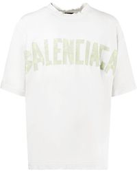 Balenciaga - Baumwoll-t-shirt Mit Band- Und Vintage-effekt - Lyst