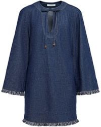 Zimmermann - Damen Minikleid Aus Denim Mit Fransen „Rhiannon“ - Lyst
