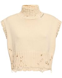 Marni - Distressed Cotton Knit Turtleneck Vest - Lyst