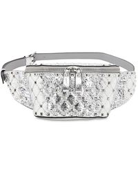 Valentino Garavani Kleine, Laminierte Gürteltasche Aus Leder "spike" - Mettallic