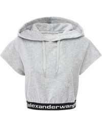 Alexander Wang Bauchfreies Oberteil Aus Stretch-kord Mit Logo - Grau