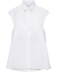 Sacai - Cotton Blend Poplin Sleeveless Shirt - Lyst