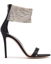 Gianvito Rossi - 105Mm Satin & Crystal Sandals - Lyst