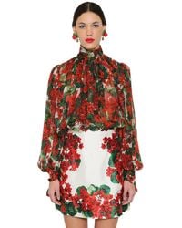Dolce & Gabbana Blusa In Chiffon Di Seta - Rosso