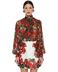 Dolce & Gabbana Blusa In Chiffon Di Seta - Rosso