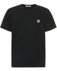 Maison Kitsuné - T-shirt in jersey di cotone con logo - Lyst