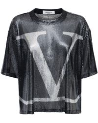 Valentino Paillettentop Mit Logo - Schwarz