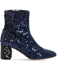 Rochas 60mm Sequined Velvet Ankle Boots - Blue