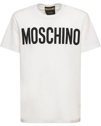 Moschino T-shirt Aus Baumwolljersey Mit Logodruck - Weiß