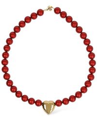 Timeless Pearly - Heart Charm Beaded Choker - Lyst