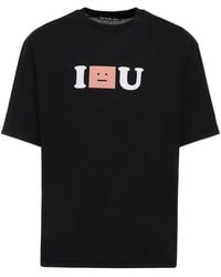 Acne Studios - T-shirt exford i face you in cotone con stampa - Lyst