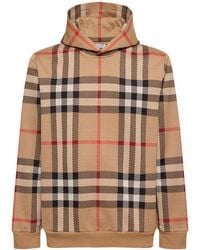 Burberry - Check Cotton Hoodie - Lyst