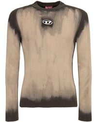 DIESEL - Behandelter Pullover mit Logo-Intarsie aus Metall - Lyst