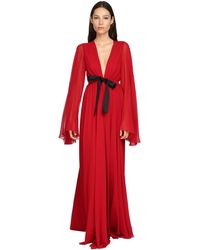Giambattista Valli シアーシルクジョーゼットドレス - レッド