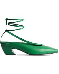 Co. 50mm Leather Lace-up Court Shoes - Green