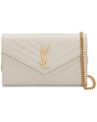 Saint Laurent Medium Quilted Monogram Bag - White