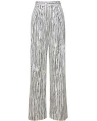 Rochas Striped Wide Leg Cotton Poplin Trousers - Multicolour