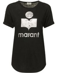 Isabel Marant - Koldi Logo Printed Linen T-Shirt - Lyst