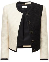 Saint Laurent Cotton Blend Tweed Jacket - Black