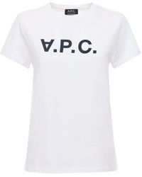 A.P.C. - T-shirt in jersey di cotone con logo stampato - Lyst