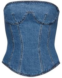 Magda Butrym - Top corsé de denim de algodón sin tirantes - Lyst