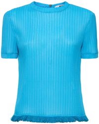 MSGM - Donna Top A Maniche Corte A Costine - Lyst