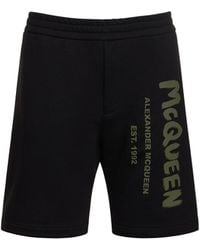Alexander McQueen - Shorts in felpa di cotone con logo - Lyst
