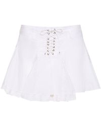 Ludovic de Saint Sernin - Pleated Poplin Lace-Up Mini Skirt - Lyst