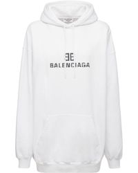 Balenciaga - Logo Hooded Cotton Jersey Sweatshirt - Lyst