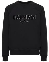 Balmain - Sweatshirt Mit Beflocktem Und Foliertem Logo - Lyst