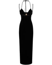Alessandra Rich - Velvet Embellished Cutout Long Dress - Lyst