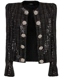 Balmain - Glittered Tweed Jacket - Lyst