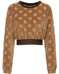 Dolce & Gabbana - Monogram Chenille Crop Sweatshirt - Lyst