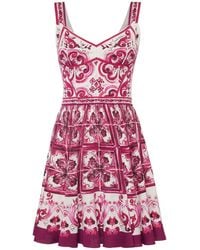 Dolce & Gabbana - Maiolica Print Silk Blend Mini Dress - Lyst