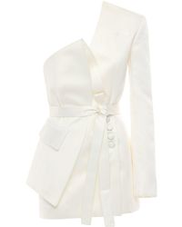 Matériel Giacca Monospalla In Raso - Bianco