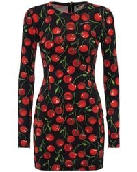 Dolce & Gabbana - Cherry Print Jersey Mini Dress - Lyst