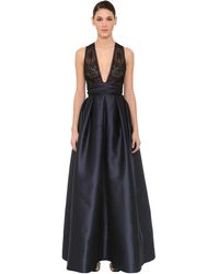 Zuhair Murad Abito In Raso Di Seta E Pizzo - Blu