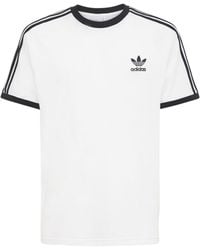 adidas Originals T-shirt Aus Baumwolljersey Mit Drei Streifen - Weiß
