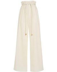 Loro Piana - Tristin Belted Cotton Blend Wide Pants - Lyst