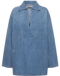 AURALEE - Selvedge Cotton Denim Polo Shirt - Lyst