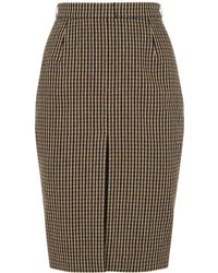 Saint Laurent - Check-pattern Straight Skirt - Lyst