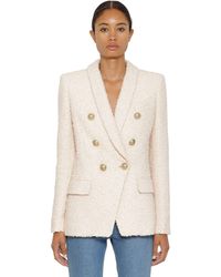 Balmain Blazer Aus Baumwollmischtweed - Pink