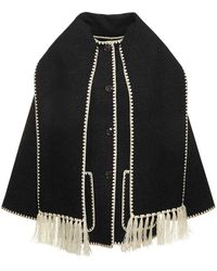 Totême - Embroidered Wool Blend Jacket W/Scarf - Lyst