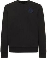 Moncler - Sweatshirt Aus Baumwolle Mit Logopatches - Lyst