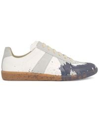 Maison Margiela - Replica Painted Leather Low Top Sneakers - Lyst